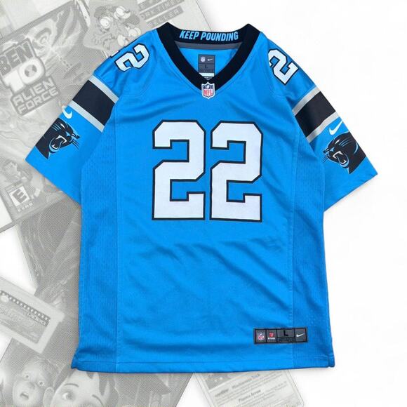 Blue / Black Nike On Field NFL Carolina Panthers 22 McCaffrey Football Jersey - Picture 1 of 6